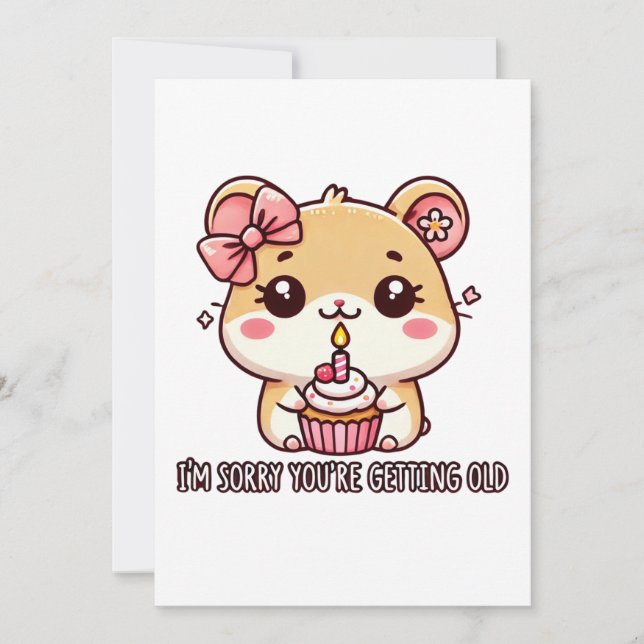 Funny Birthday Card – Cute and Playful Hamster Des (Front)