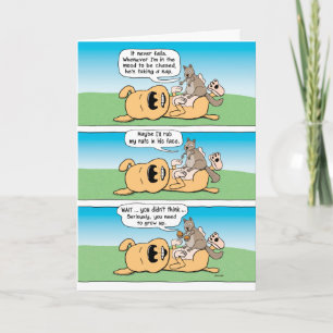 Funny Birthday Card: Dog, Squirrel and Nuts Card