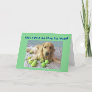 Funny Birthday Card Dog with Tennis Balls
