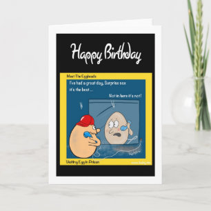 Funny Birthday Card - egg in prison cartoon funny