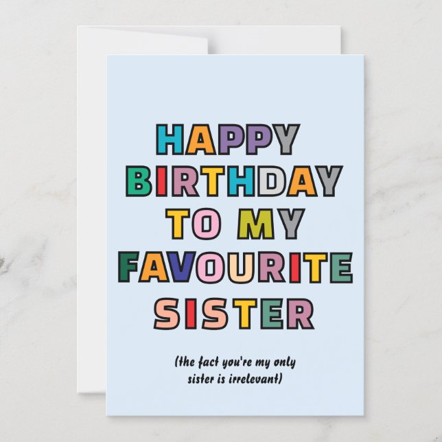 Funny Birthday Card for Sister to my favourite sst (Front)