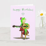 Funny Birthday Card Frog Playing Guitar Music<br><div class="desc">Funny Birthday Cards with Frog Playing Guitar Music - MIGNED Painting Design - Customisable - or Add Your Text / Name</div>