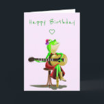 Funny Birthday Card Frog Playing Guitar Music<br><div class="desc">Funny Birthday Cards with Frog Playing Guitar Music - MIGNED Painting Design - Customisable - or Add Your Text / Name</div>