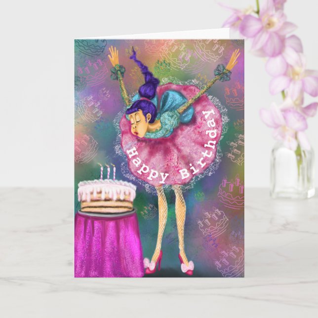 Funny Birthday Card Girl Blowing Out Candles  (Orchid)