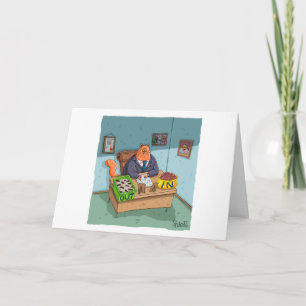 Funny Birthday Card - Kitty Business Man Card