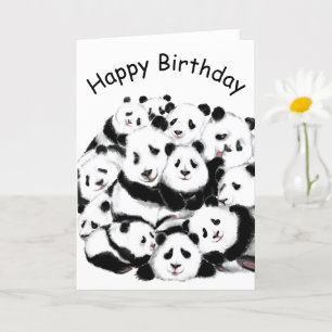 Funny Birthday Card Panda Family