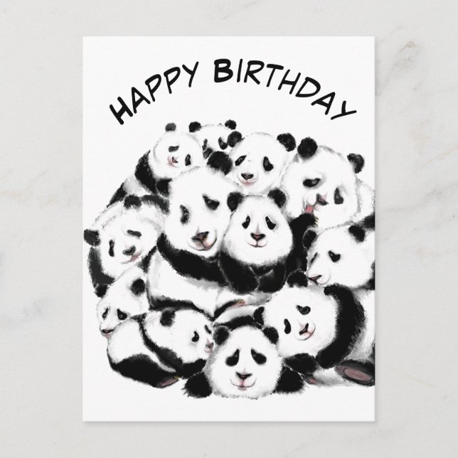 Funny Birthday Card Panda Family - Hug (Front)