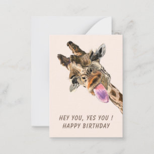 Funny Birthday Card Playful Giraffe - Custom Text