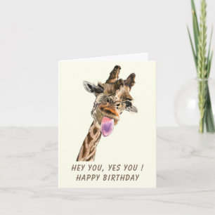 Funny Birthday Card Playful Giraffe - Smile