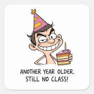 Funny Birthday Card Square Sticker
