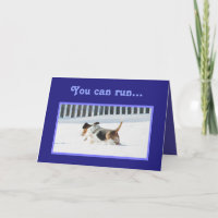 Funny Birthday Card w/Running Basset & Cupcake
