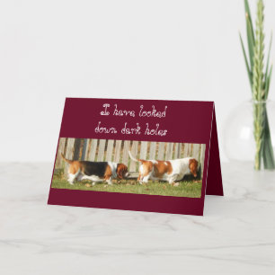 Funny Birthday Card w/Searching Basset Hound