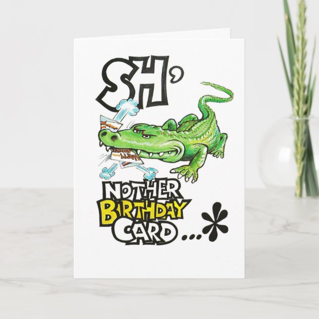 Funny birthday card with alligator (Front)