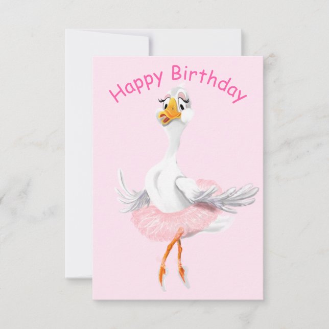 Funny Birthday Card with Ballerina Duck (Front)