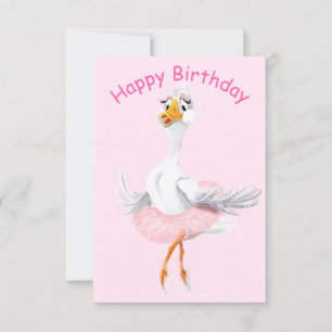 Funny Birthday Card with Ballerina Duck