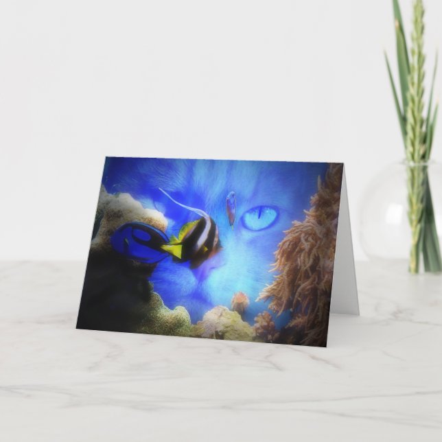 Funny Birthday Card with Cat and Fish (Front)