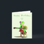 Funny Birthday Card with Frog Playing Guitar<br><div class="desc">Funny Birthday Cards with Frog Playing Guitar Music - MIGNED Painting Design - Customisable - or Add Your Text / Name with Customisation tool - or Choose Font / Size / Colour !</div>