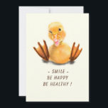 Funny Birthday Card with Happy Duck - Custom Text<br><div class="desc">Happy Birthday Cards with Funny Yellow Duck Playful Wink Happy Smile Cartoon Drawing and Text - or Choose / Add Your Unique Text / Font / Colour - Make Your Special Gift - Resize and move or remove and add elements / image with Customisation tool ! Choose fonts / size...</div>