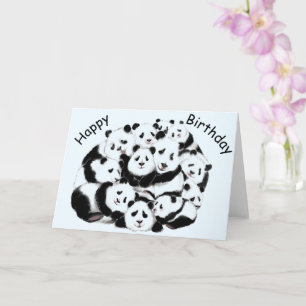 Funny Birthday Card with Happy Pandas