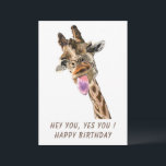 Funny Birthday Card with Happy Playful Giraffe<br><div class="desc">Funny Birthday Cards with Happy Giraffe Tongue Out and Playful Wink Cartoon Drawing Giraffes Smile Text - Customisable - or Choose / Add Your Unique Text / Font / Colour - Make Your Special Card - Resize and move or remove and add elements / image with Customisation tool ! Choose...</div>