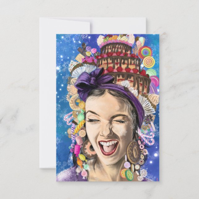 Funny Birthday Card with Happy Woman (Front)