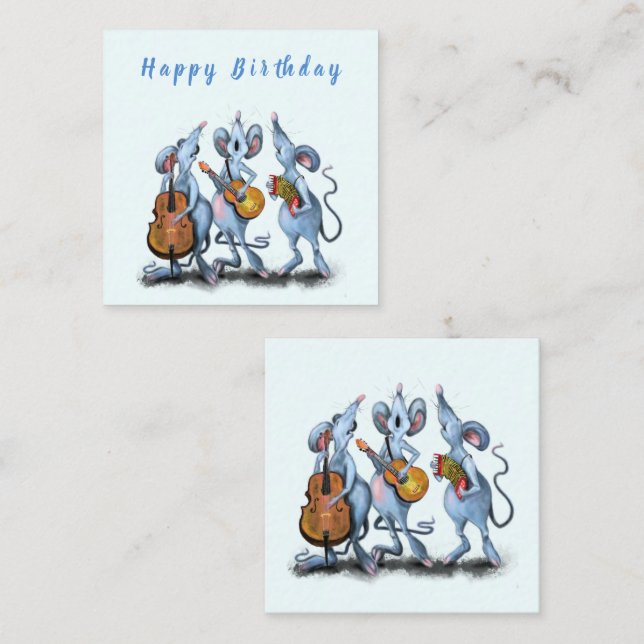 Funny Birthday Card with Musical Mouse Band (Front/Back)