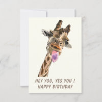 Funny Birthday Card with Playful Giraffe - Smile