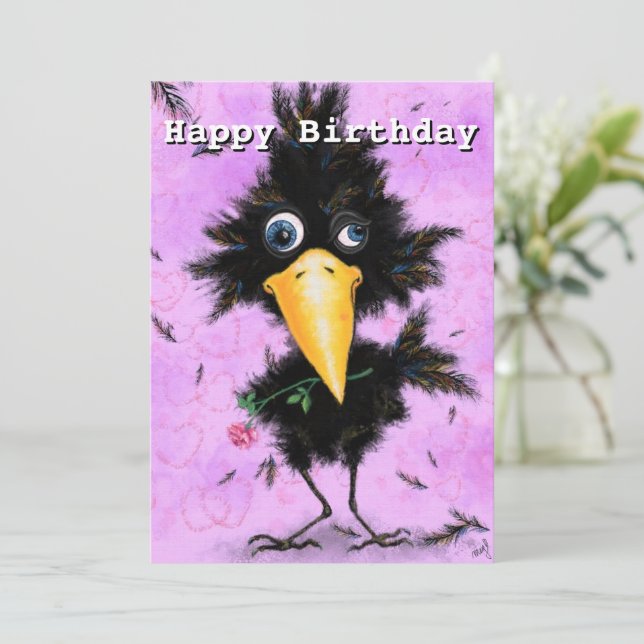 Funny Birthday Card with Romantic Bird (Standing Front)