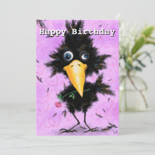 Funny Birthday Card with Romantic Bird