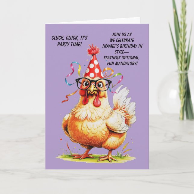 Funny Birthday Card with Stylish Chicken (Front)
