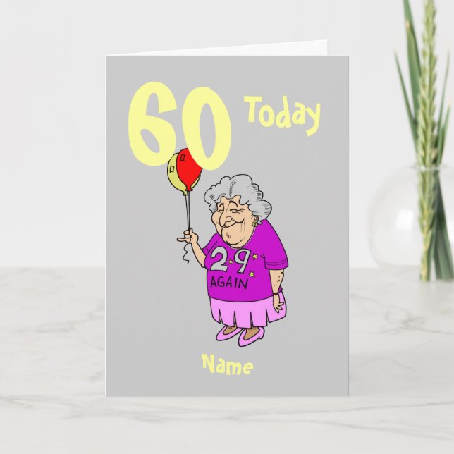Funny birthday cartoon, add age personalised card (Front)