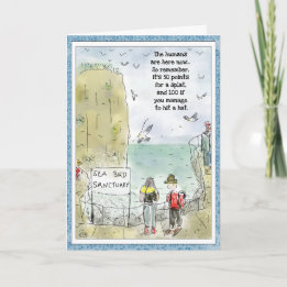 Funny Birthday Cartoon Greeting Card: Seabirds Card