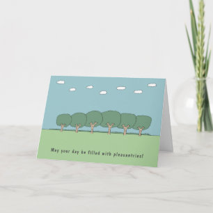 Funny Birthday Cartoon Trees And Encouraging Wish Card