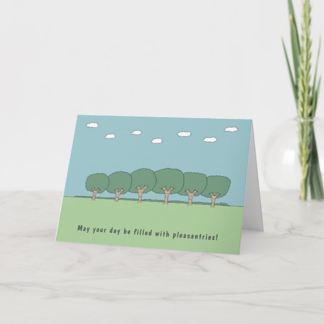 Funny Birthday Cartoon Trees And Encouraging Wish Card (Front)