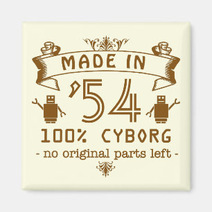Funny Birthday Cyborg with Customisable Year Magnet