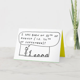 Funny birthday date cartoon holiday card