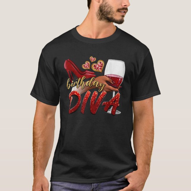 Funny Birthday Diva Happy Birthday Heels Shoes And T-Shirt (Front)