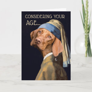 Funny Birthday Dog Girl with a Pearl Earring Humou Card