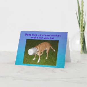 Funny Birthday Dog Stuck in Ice Cream Bucket Card