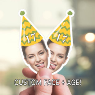 Funny Birthday Face with Party Hat & Custom Age