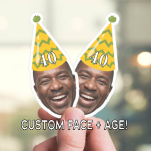 Funny Birthday Face with Party Hat & Custom Age