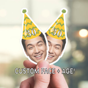 Funny Birthday Face with Party Hat & Custom Age 