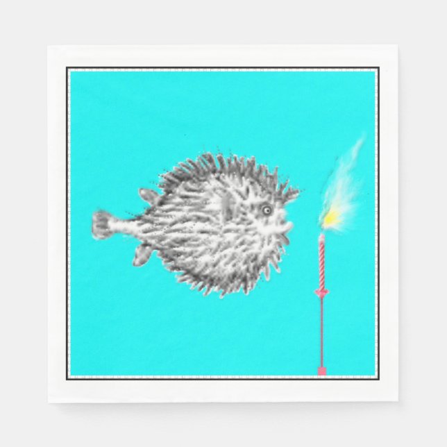 Funny Birthday Fish Wish Napkin (Front)