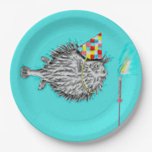 Funny Birthday Fish Wish Paper Plate