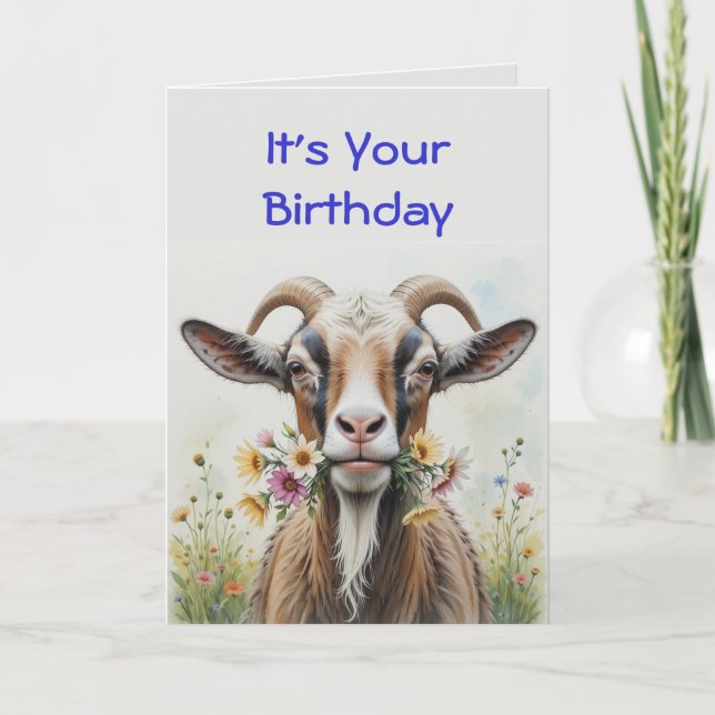 Funny Birthday, flowers from  Old Goat Humour Card (Front)