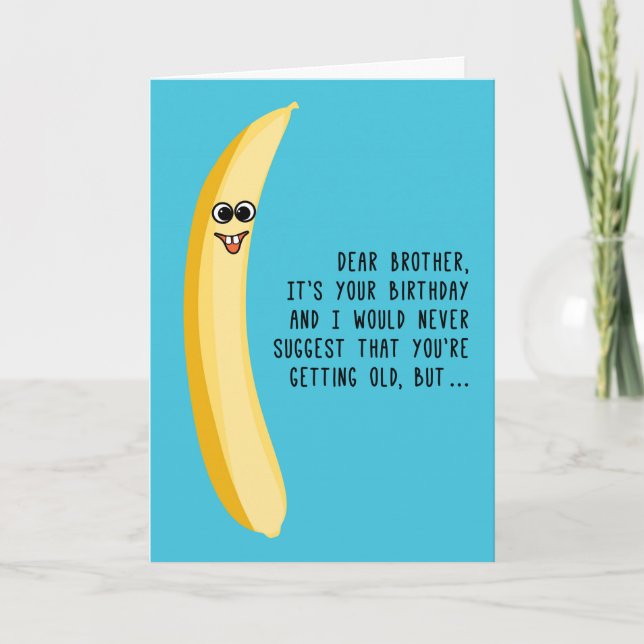 Funny Birthday for Brother Green Bananas Card (Front)