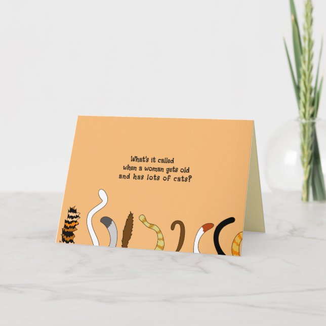 Funny Birthday for Crazy Cat Lady Senior Old Woman Card (Front)