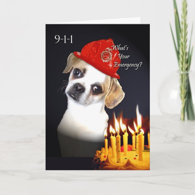 Funny Birthday for Old Friend Pug Mix Dog Card (Front)