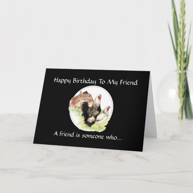 Funny Birthday Friend - Farm Chicken Scene Card (Front)