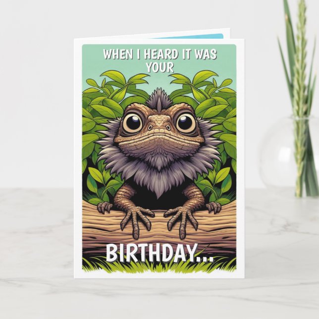 Funny Birthday Frilled Lizard Personalised Card (Front)